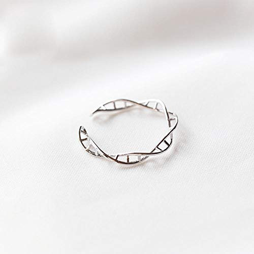 PRAK Damen 925 Sterling Silber Luxus Ringe, Die DNA-Doppelhelix Verstellbare Ringe Für Frauen Original Handgemachte Mädchen 925 Modeschmuck Geburtstagsgeschenk Seltene