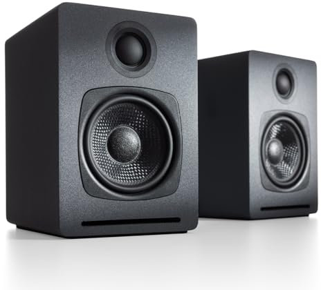 Audioengine A1 Bluetooth Computer Speakers - pour Ordinateur de Bureau, Ordinateur Portable, Haut-parleurs de PC, Tables tournantes avec Sortie subwoofer (Pairee, Gris)