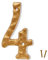 Numero civico da 15,2 cm, in ghisa rustica, resistente, con aspetto martellato, dorato, numero 4