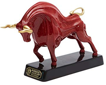 HAUCOZE Stiere Figuren Skulptur Bull Statue Geschenk Modern Dekor Arts Polyresin Rot 23cm