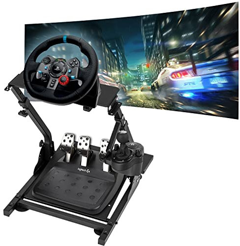 Unicview Soporte para volante Logitech G29 G920 G923 incluye soporte caja de cambios, Thrustmaster T150 T500 T300 TX TH8A, PS4 PS5, Xbox Fanatec Clubsport, Totalmente ajustable, Plegable