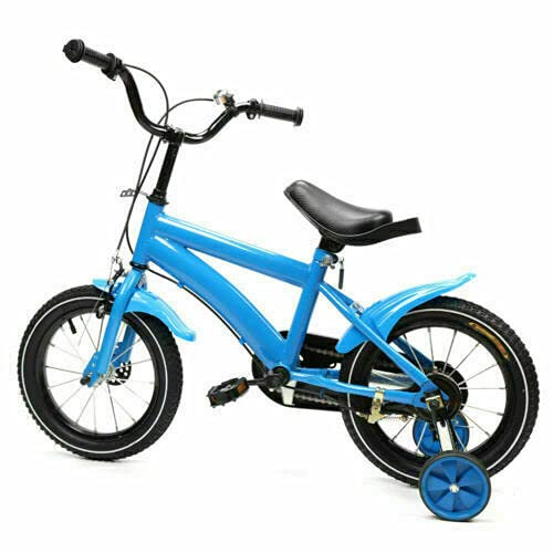 SHZICMY 14 Zoll Kinderfahrrad Unisex Kinderrad Jungenfahrrad Kinderfahrrad Fahrrad Kohlenstoffstahl Rahmen mit Stützräder (Blau)