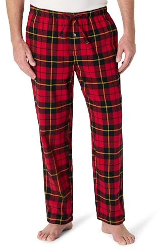 Amazon Essentials Men's Breathable Flannel Pyjama Trousers (Available in Big & Tall), Cherry Red Black Plaid, XXL Plus