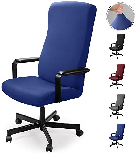 Bürostuhl bezug Bürostuhlabdeckung Stuhlhussen Drehstuhl Bezug Moderne Stuhl Überzug Sessel Cover Elastische Waschbar Stuhlhussen Set für die Bürostuhl Computer Schreibtischstuhl (Blau, 2PCS (L))