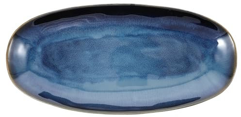 Serving Plate Serving Tray Ceramic Oval Plate Fish Plate Snack Platter Appetizer Plates Food Container for Steak Seafood Steaming Dessert Meat Blue Serving Dish Sandwich Trays