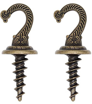 Swag Ceiling Hooks Wall Hook Heavy Duty Swag Hook Driller Hook Indoor Outdoor for Hanging Plants Chandelier etc. (2, Antique Brass)