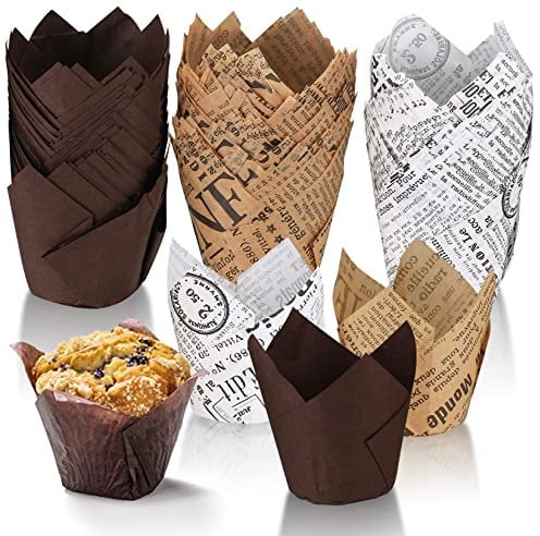 150 Stück Muffinförmchen Papier, Muffins Papierförmchen, Cupcake Formen Papiers, Muffinförmchen Tulpe, Backförmchen Papier für Hochzeit Kinder Geburtstag Partyzubehör