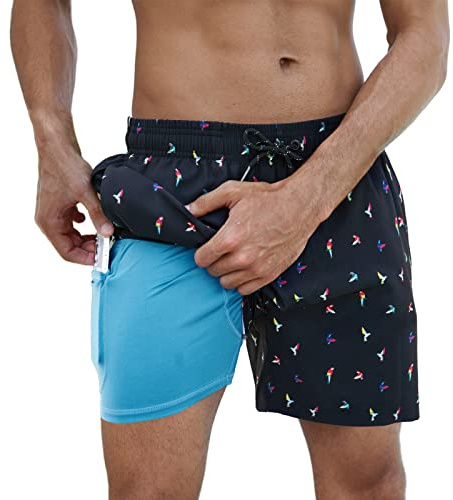 Arcweg Badehose für Herren Badeshorts mit Kompression Liner 2 in 1 Schnelltrocknend Strandhose Männer Elastisch Surf Shorts mit Reißverschlusstaschen