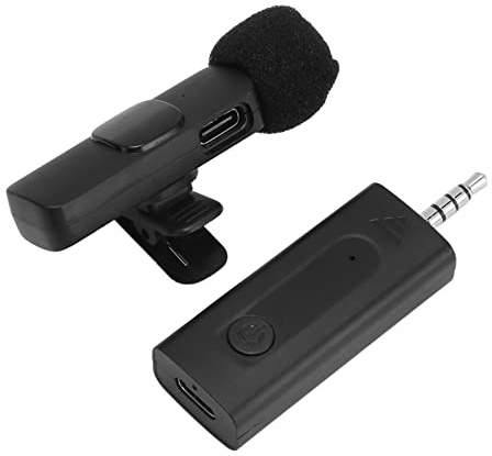 Kabelloses 3,5-mm-Lavalier-Ansteckmikrofon, Automatische Kopplung mit Intelligenter Geräuschunterdrückung, Ansteckmikrofon für Live-Aufnahmen, Interview-Video-Podcast