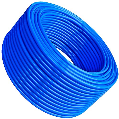 MegaHaustechnik 1 Meter oder Wunschlänge PU Schlauch blau mit 6mm Aussen Durchmesser x Wandstärke 1mm x Innen 4mm - Polyurethan Pneumatik Druck Öl Benzin Wasser Luft Rohr PUN Kunststoff