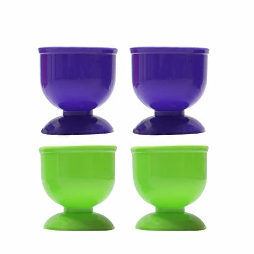 SUL Plastic Egg Cups Set; Soft Boiled Egg Cup Holders for Breakfast, Serving Egg Cups, Egg Cups Stand for Kitchen – Set of 4 (Purple-Green)