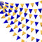 32Ft Blue Gold Fabric Triangle Banner Flag Double Sided Metallic Holographic Pennant Bunting Garland for Bachelorette Engagement Wedding Birthday Baby Shower Anniversary Graduation Party Decorations