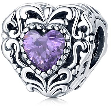NINGAN Perline cuore mistico in argento 925 Ciondoli cuore vintage per bracciale Un regalo per sua moglie