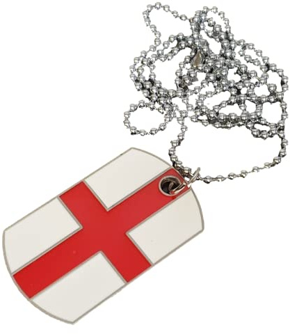 Fat-catz-copy-catz Unisex St. George's Cross England Flag UK GB Patriotic Supporters Steel Necklace Ball Bead Chain