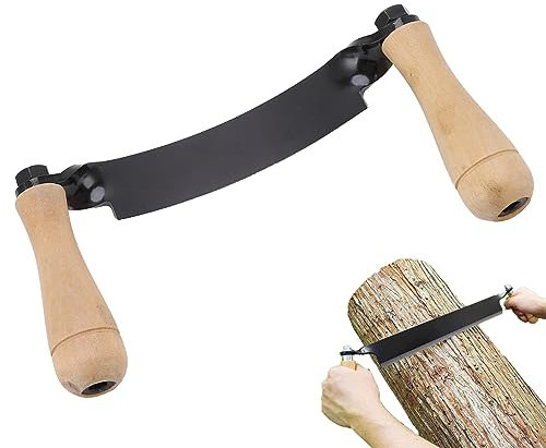 Natudeco Couteau à écorce Lame En Acier Au Tungstène Manche En Bois éplucheur D'écorce de Rasag Couteau à Tirage Incurvé Pour Charpentiers En Bois Tourneurs (8 pouces)