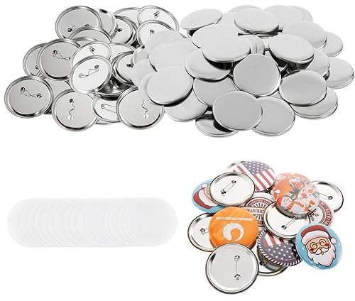 Crovida 200 Stück Brustabzeichen Zubehör Buttonrohlinge Buttons Selber Machen Metall Runden Badge, DIY Ansteckbuttons Set mit Sicherheitsnadel, Anstecker Personalisierbare Namensschild, 44mm(1.73in)