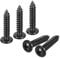sourcing map 4mm x 20mm Phillips Pan Head Self-tapping Screw, 100pcs - 304 Stainless Steel Round Head Wood Screw Full Thread (Black)