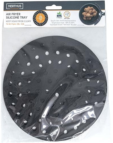 Bandeja Base Redonda Perforada Reutilizable de Silicona para Freidora de Aire, Air Fryer, Molde Silicona