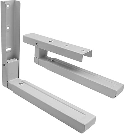 Jorzer Supports d'étagère muraux pour étagère à Micro-Ondes, Support pour Micro-Ondes, Plage d'extension de 11,7 à 18, Support pour Micro-Ondes Robuste, Blanc, 1 Paire, Charge 33 LB