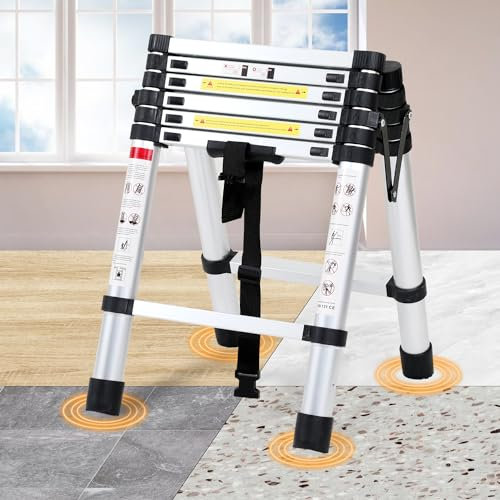 Eulenke 1,4 m + 1,7 m scala alluminio - 4 + 5 gradini scaletta pieghevole - 150 kg Capacità portante - multifunzione scala allungabile