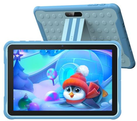 PRITOM Children's Tablet 10 Inch Android 10.3G Phone Tablet, Child Lock, WiFi Tablet for Children, 6000 mAh, Quad Core Processor, 2GB RAM, 64GB ROM, HD IPS Screen, Tablet for Children with Case (Blue)