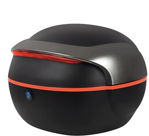 ABESTME Motorrad Topcase, Motorradkoffer Topcase, Topcase für Roller Motorrad Tour Tail Box Trunk Luggage Top Case für Helm Lagerung, abschließbare wasserdichte Träger Kunststoffkoffer - Grau