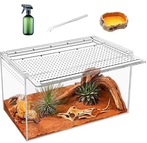 KAKOOTI Reptile Terrarium Kit, 18X8X9.5inch Reptile Zuchtbox, magnetisches Acrylgehäuse, für Schlange, Tarantula, Einsiedlerkrabbe, springende Spinne, Leguan, Leopard Gecko, Bartdrache, Insekt,