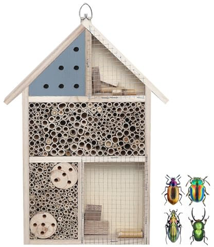 Insektenhotel aus Holz, 25 x 3.5 x 4 cm Umweltfreundliches Insektenhaus für Schmetterlinge Marienkäfer im Garten, Insekten Hotel Aufhängen für Bienen, Marienkäfer, Florfliegen & Schmetterlinge