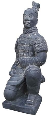 XAoSCd Home Decor Statue – Kunststatue, Qin-Terrakotta-Krieger Und Pferde-Statuenskulpturen, Chinesische Soldaten Und Krieger Aus Ton, Kunststatuen-Modelle (Einfarbig, H25 cm)