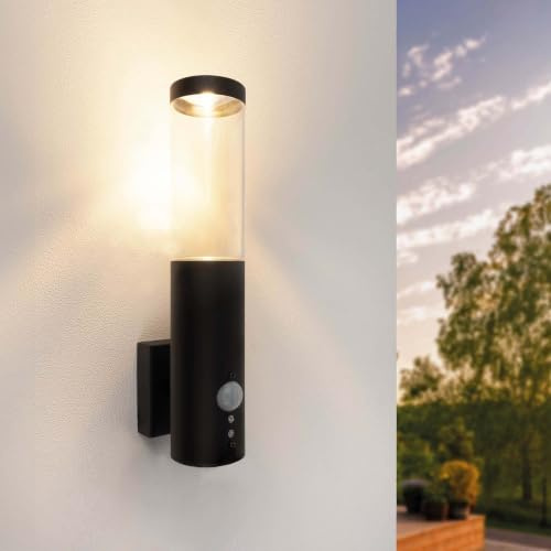 Ledvion LED Wandlampe Schwarz 2x GU10 mit Sensor ohne Leuchtmittel | Der Bewegungssensor schaltet das Licht bedarfsgerecht ein und erhöht den Komfort rund um das Haus.