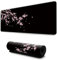 Hixingo Sakura Noir Tapis de Souris XXL/XL/L, Tapis de Souris Gamer, Tapis de Souris en Base Antidérapante, Tapis Souris avec Bords Cousus, Convient pour Gaming, Maison (900x400x3mm,Rose Clair)