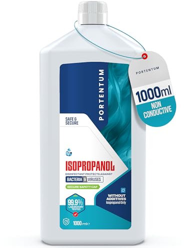 PORTENTUM Isopropanol 99,99 | 1L | Maximale Reinheit | für Elektronik, Glasreiniger und Allzweckreiniger. Isopropylalkohol fürIndustrielle Entfetter und Multifunktionsglasreiniger