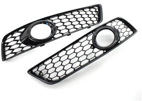 1 paio di griglie a rete per paraurti anteriore per auto, compatibili con Audi A3 8P 2009-2013 8P0807682D fendinebbia a nido d'ape (nero lucido) (nero lucido)