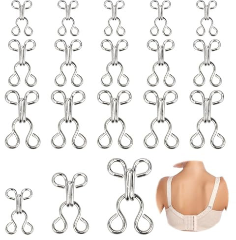 Hook and Eye Latch Sewing,60 Pairs Bra Sewing Hooks,3 Sizes Hook and Eye Fastenings Snaps Kit,Sewing Hooks and Eyes Closure Set for Bra Skirt Clothing Trousers Hooks,Sewing DIY Craft Accessories