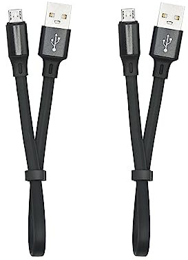 Cable corto micro USB de carga rápida de 0,9 pulgadas, cable plano USB A a Micro USB de carga y sincronización de datos, diseño de hebilla portátil, para banco de energía, teléfonos y dispositivos más