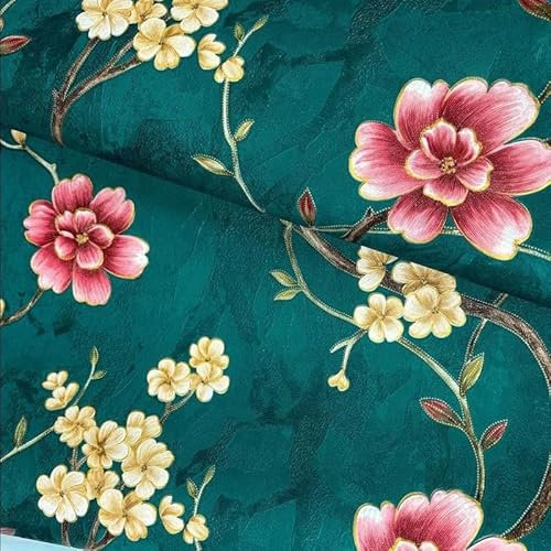 Papier Peint Intissé Fleurs Bleues Papier Peint 3D pour La Maison Chambre Adulte Salon Décoration,Papier Peint Mural,Papier Peint Toilette 10,05 M X 0,53 M