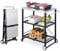 YODOLLA Foldable Stainless Pizza Oven Table,Three-Shelf Garden Food Trolley,Outdoor Grill Dining Cart Movable BBQ Trolley, Black