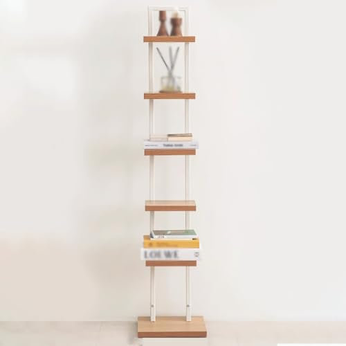 AIJUSSS Unsichtbares Bücherregal, Bücherturm mit vertikalem Rücken, freistehendes Eckregal für Heimbüro, Wohnzimmer, Schlafzimmer, 4-stöckig/6-stöckig