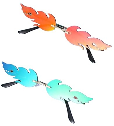 ASFWAGQ Flammen Sonnenbrille,Flammen Brillen,Lustige Sonnenbrille,Sonnenbrille Rave,Feuer Sonnenbrillen,Brillen Neuheit Partybrille für Maskerade Party Dekoration Abschlussball Strand