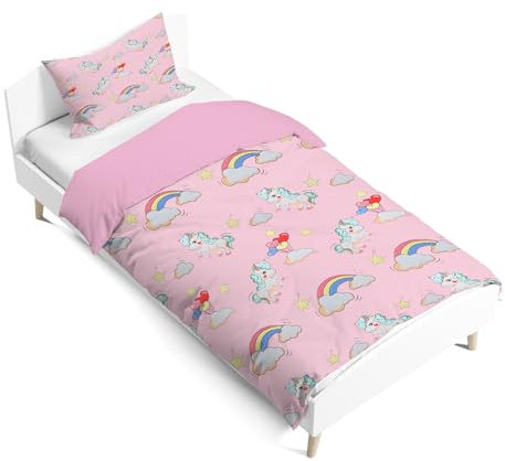 WZXGHE Einhorn Bettwäsche 100x135cm,Weich und kuschelig Mikrofaser Einhorn bettbezug Set,mit ReiäVerschluss Einhorn bettwäsche mädchen,mit 2 Kissenbezüge (Mädchen-C, 100x135cm)