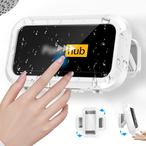HAOJOYFUN Support Téléphone pour Douche – Support Téléphone Étanche 480° Rotatif, Écran Tactile HD Haute Sensibilité, Sécurisé et Stable, Facile à Installer, Idéal pour Salle de Bain et Cuisine
