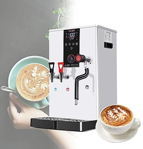 KJZQXYX Commercial Intelligent LCD Touch Screen Steam Boiler 50L/H Hot Water Cold Water Milk Foamer Machine (110v White)