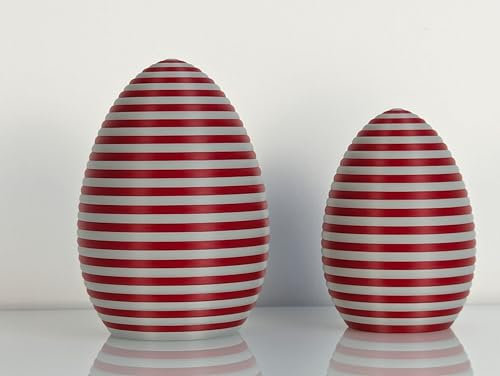 AcubycArt Große Deko-Ostereier (2er-Set) (Rot/Grau)