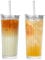 ZgoEC 520ml Glass Tumbler Cup with Straw and Lid: 2 Pack Reusable Iced Coffee Glass for Drinks, High Borosilicate Glasses Drinking Jars for Coffee, Smoothie, Juice, Dishwasher Safe, Gift