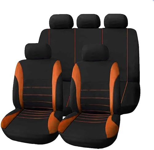 LEMAS Auto Sitzbezüge Sets für Nissan Micra K14 K13 C+C 2005-2025 | 5 Sitzer Allwetter Atmungsaktiv Autositz Schonbezug Innenraum Zubehör,D-Orange