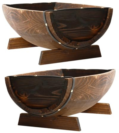 iplusmile 2pezzi Fioriera in Mezza Botte Da Vaso Da Fiori Botte Decorativo Per Giardino e Interni Contenitore Per Piante Grasse