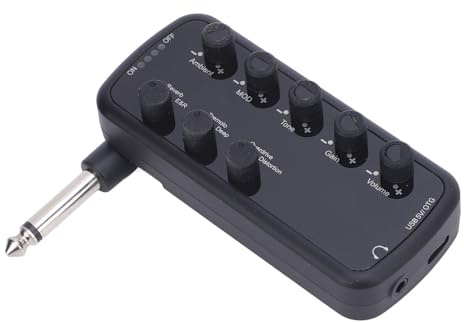 CHICIRIS Bass-Kopfhörerverstärker, Wiederaufladbarer USB-Gitarrenverstärker mit Mehreren Effekten und Echo-Reverb für Tragbare Übungsaufnahmen von Bassisten