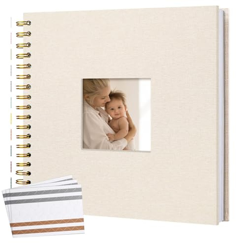 Fotoalbum zum Selbstgestalten 20 x 20 cm, Fotobuch Scrapbook mit Leineneinband, DIY Fotoalbum Selbstklebend zum Einkleben mit 40 Weißen Seiten,Photo Album für Familien,Jahrestag, Geburtstags (Grau 1)