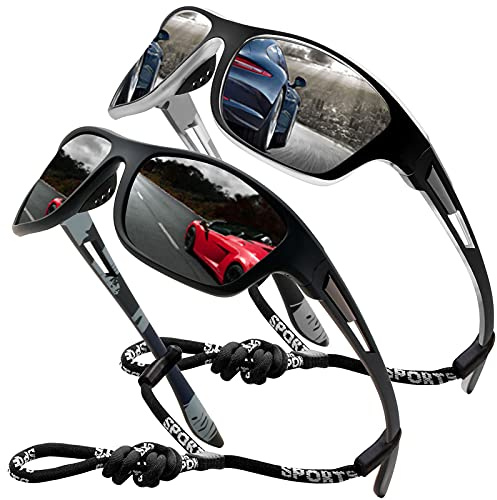 Occhiali da sole polarizzati Uomo Donna per Ciclismo Guidare UV400 | Occhiali Vintage Eleganti Montatura Classica, Lenti Pilota HD, Golf Guida Pesca Viaggio Sport all'Aria