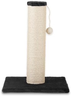 Rohrschneider Kratzbaum Stamm XL mit Sisalstämmen, Spielkugel und Plüschbezug, 40x40x54 cm, Schwarz und Beige